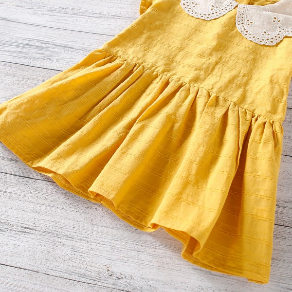 EW foreign trade children's wear 2021 summer girls' skirt cute baby collar short sleeve dress q309