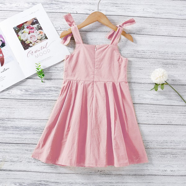 EW foreign trade children's wear 2021 summer new girls' lovely bow sling casual dress q635-1