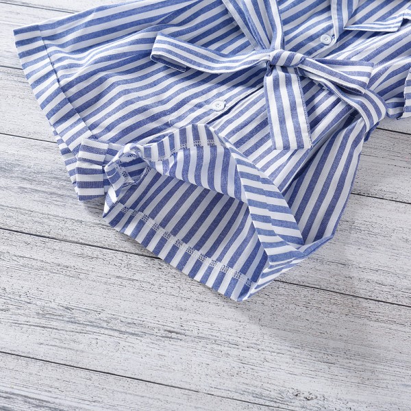 EW foreign trade children's wear 2021 summer new girls' striped vest bow belt Jumpsuit K105