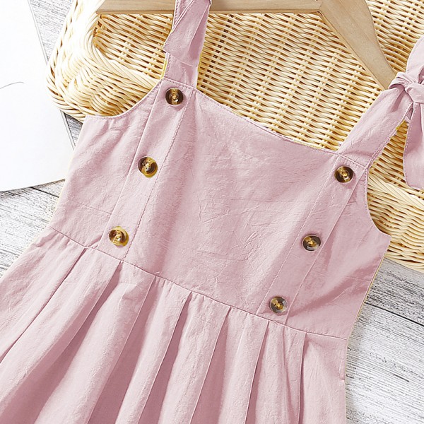 EW foreign trade children's wear 2021 summer new girls' lovely bow sling casual dress q635-1