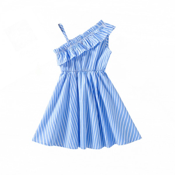 EW foreign trade children's 2021 summer new girls' Strapless suspender striped dress q637