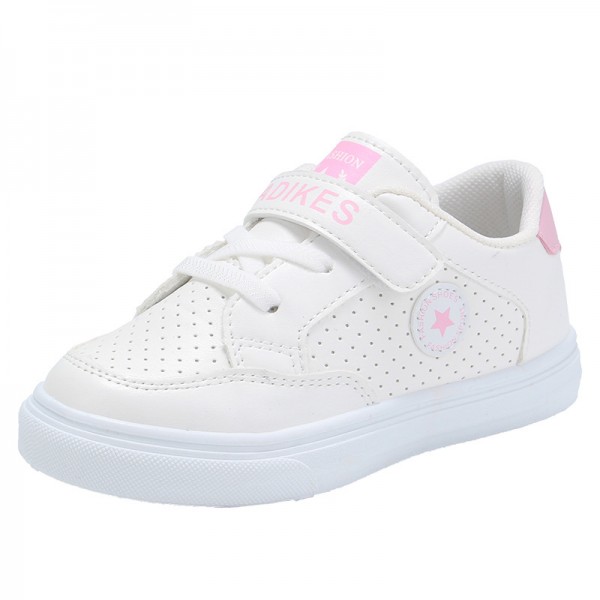 Zhenyi autumn 2020 neutral artificial Pu leisure children's sports shoes Velcro breathable small white shoes wholesale