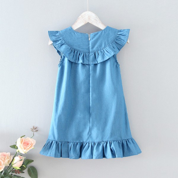 EW foreign trade children's wear 2021 summer new girls' sleeveless embroidered lace dress q646