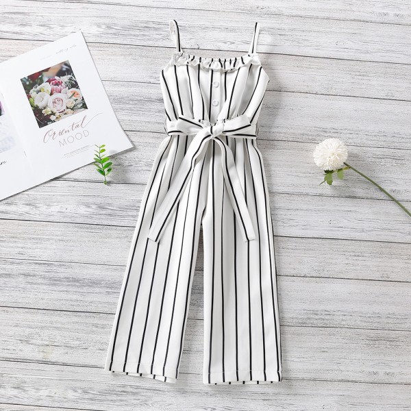 EW foreign trade children's wear 2021 summer new girl's suspender stripe waist closing slim Jumpsuit k108-1