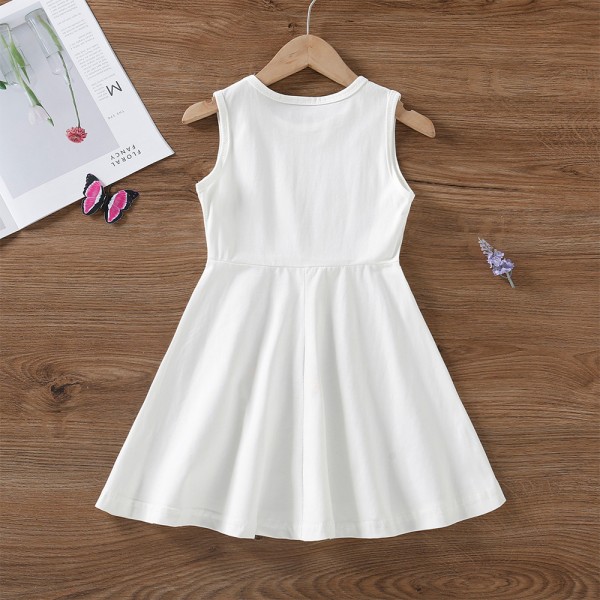 EW foreign trade children's wear 2021 summer new girls solid color vest butterfly print dress q634