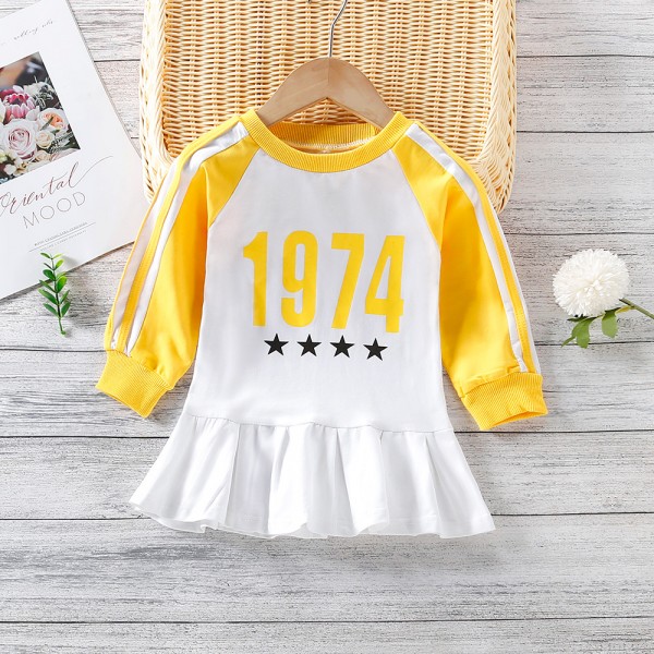 EW foreign trade children's clothing autumn 2020 new girls' Korean digital printing long sleeve dress T48