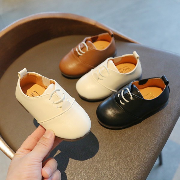 2021 spring and autumn children's Doudou shoes British style boys' and girls' leather shoes baby walking shoes European and American leisure shoes