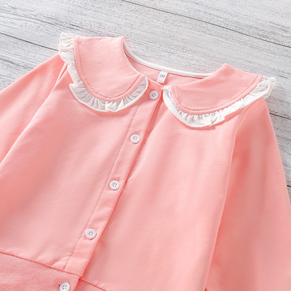 EW foreign trade children's wear 2021 autumn new baby girl doll Lapel lace rabbit ear long sleeve top wt13