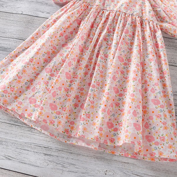 EW foreign trade children's wear 2021 new girls summer floral bow waist dress q705