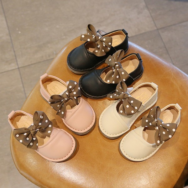 Spring 2020 new girls' Korean bow casual shoes children's soft sole princess shoes small leather shoes baby single shoes