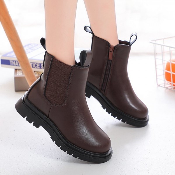 Spot Zhenyi 2020 winter women's leather casual shoes Velcro single boots antiskid children's leather boots origin source