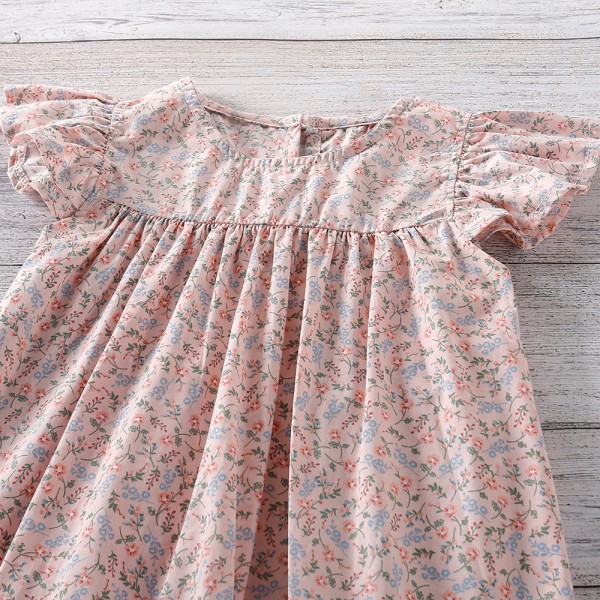 EW foreign trade children's wear 2021 summer new girls' wear small flying sleeve floral dress q696