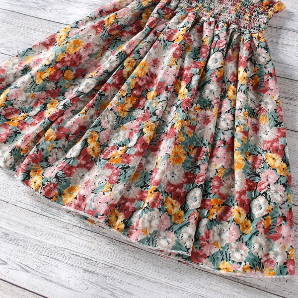 EW foreign trade children's wear 2021 summer new girls' wear floral suspender waist dress Q701