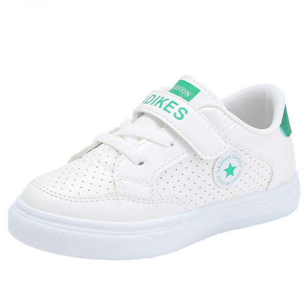 Zhenyi autumn 2020 neutral artificial Pu leisure children's sports shoes Velcro breathable small white shoes wholesale