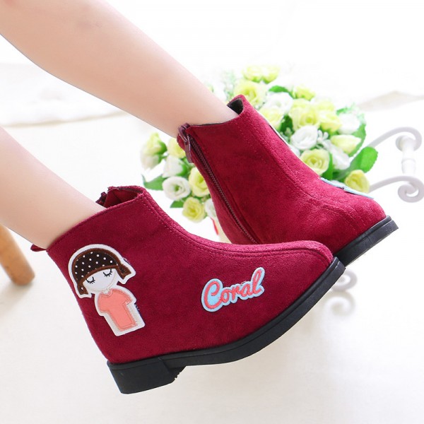 Winter 2019 Korean children's boots girl's short boots suede fashion one single boot for College Students