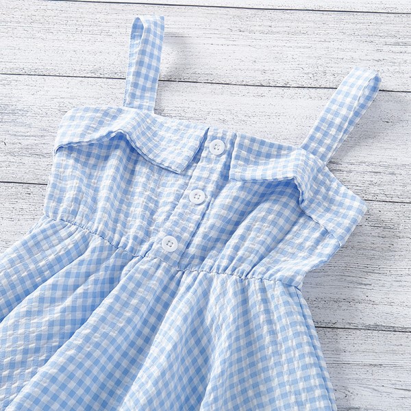 EW foreign trade children's 2021 summer new Korean sling slim Plaid Dress q649-1