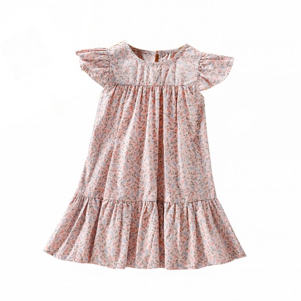 EW foreign trade children's wear 2021 summer new girls' wear small flying sleeve floral dress q696