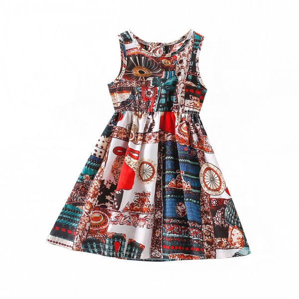 EW foreign trade children's clothing summer clothing 2021 new girls' national style vest dress q702