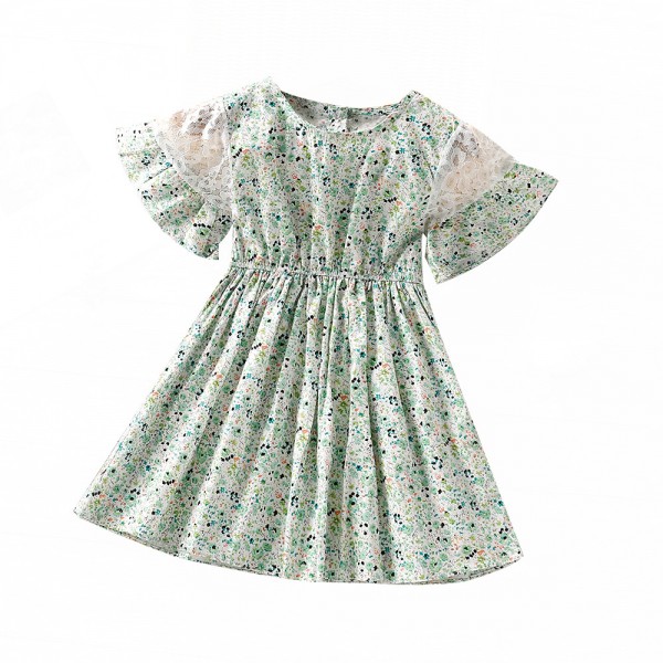 EW foreign trade children's wear 2021 summer new girls' fresh floral lace dress q691-1