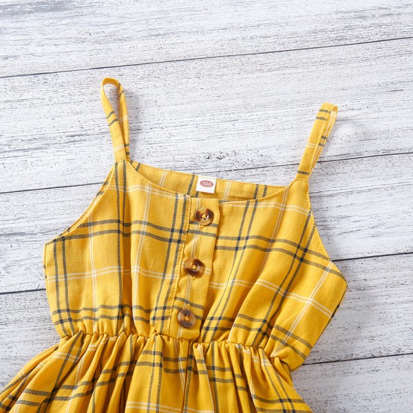 EW foreign trade children's wear 2021 summer new girls' Plaid suspender dress q651