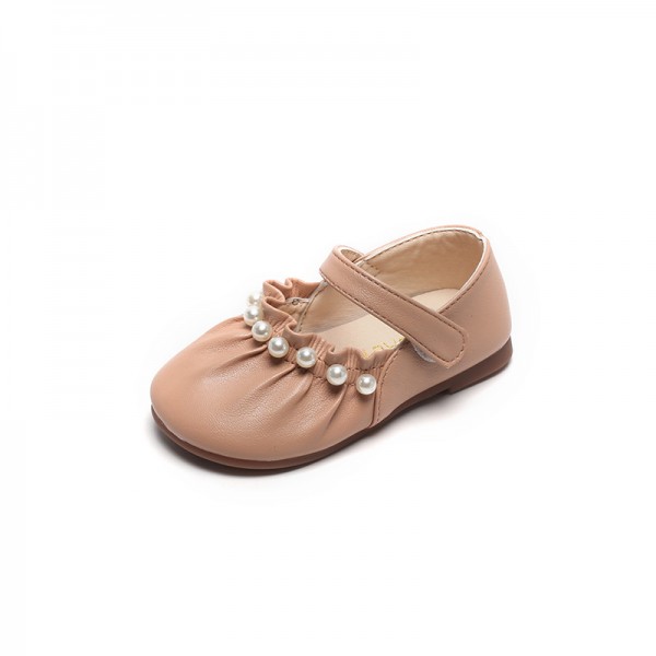 Lady princess shoes 2021 summer fashion Velcro soft bottom Doudou shoes Korean style pearl single shoes small leather shoes