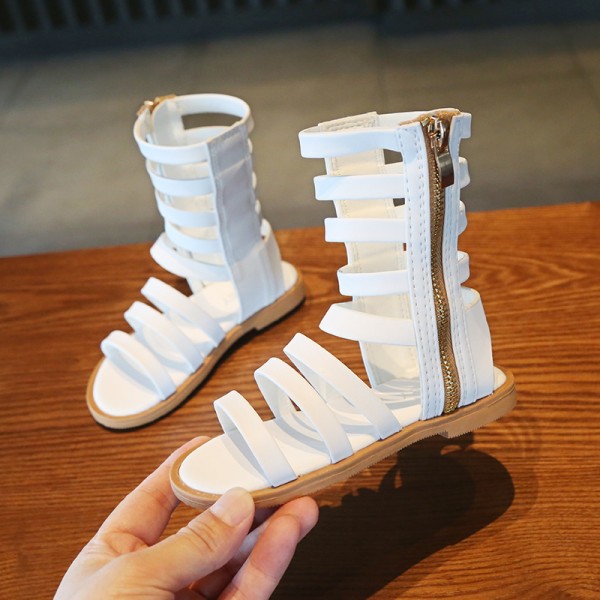 2021 summer new Korean version hollowed out children's ROMAN SANDALS open toe fashion high top cool boots strap small and medium sized children's shoes
