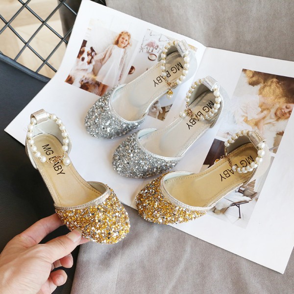 Girls' princess shoes Korean children's crystal shoes 2020 new high heel single shoes
