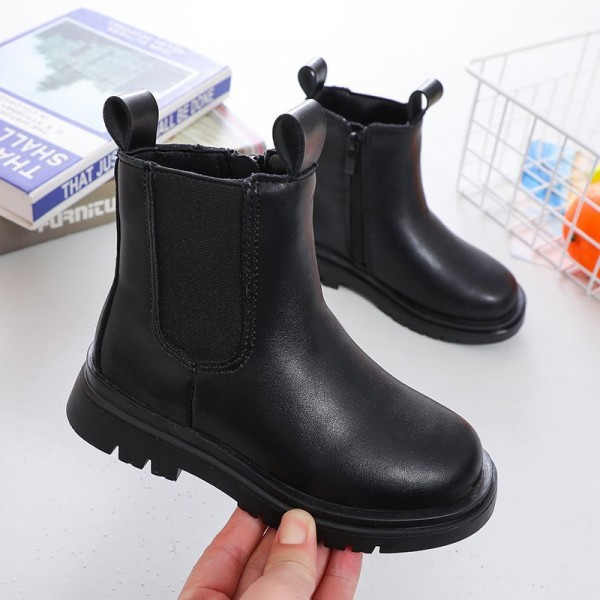 Spot Zhenyi 2020 winter women's leather casual shoes Velcro single boots antiskid children's leather boots origin source