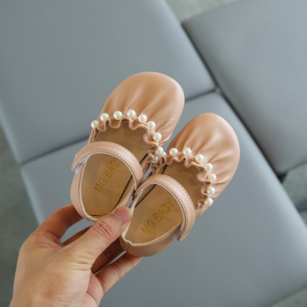 Lady princess shoes 2021 summer fashion Velcro soft bottom Doudou shoes Korean style pearl single shoes small leather shoes