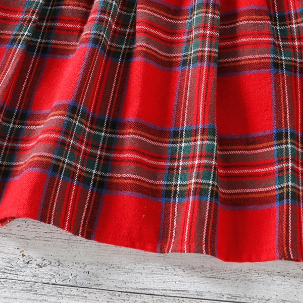 EW foreign trade children's wear 2021 autumn new girl's sweet Christmas doll collar Plaid Dress q534