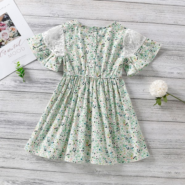 EW foreign trade children's wear 2021 summer new girls' fresh floral lace dress q691-1