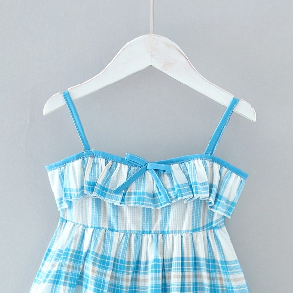 EW foreign trade children's wear 2021 summer new girls' holiday style lattice suspender vest dress q655