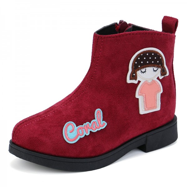 Winter 2019 Korean children's boots girl's short boots suede fashion one single boot for College Students