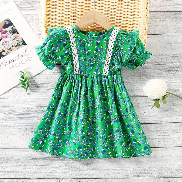 EW foreign trade children's wear 2021 summer new girls' wear floral suspender dress we31