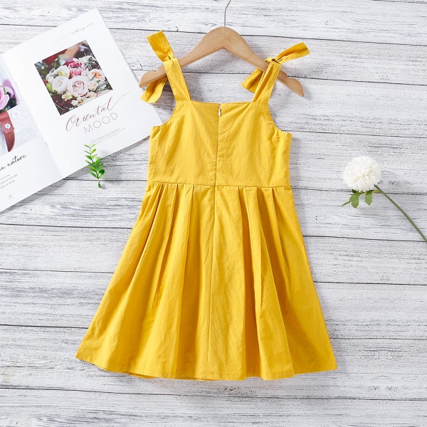 EW foreign trade children's wear 2021 summer new girls' lovely bow sling casual dress q635