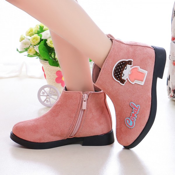 Winter 2019 Korean children's boots girl's short boots suede fashion one single boot for College Students