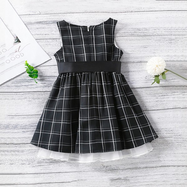 EW foreign trade children's wear 2021 summer new girls bow vest Plaid Dress q698