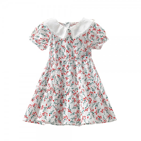 EW foreign trade children's wear 2021 summer new girls' Korean style Lapel floral dress q672