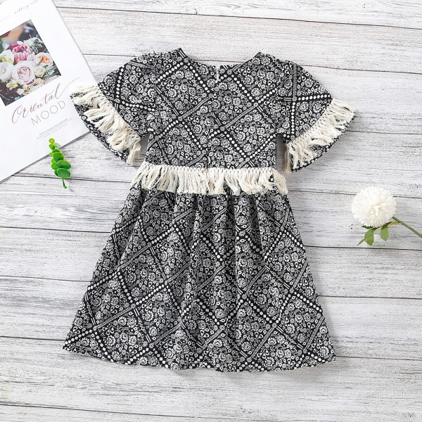 EW foreign trade children's wear 2021 summer new girls' National Romantic short sleeve dress q706