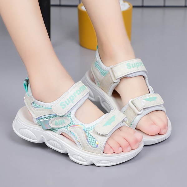 2021 summer women's leather casual children's sandals Velcro sandals breathable children's shoes