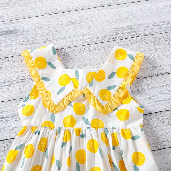 EW foreign trade children's clothing 2021 summer new girls' Lemon print vest princess skirt q639