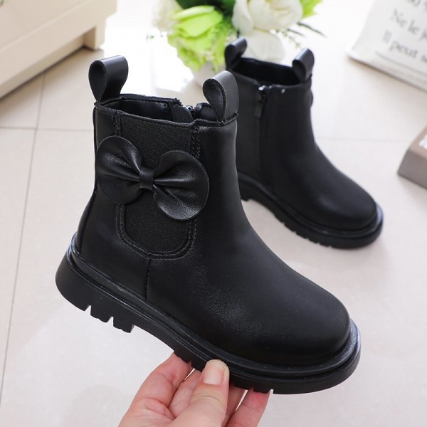 Spot Zhenyi 2020 winter women's leather casual shoes side zipper single boots anti slip children's leather boots factory wholesale