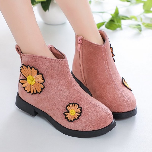 Spot Zhenyi 2020 winter women's leather princess shoes Velcro single boots non slip children's leather boots
