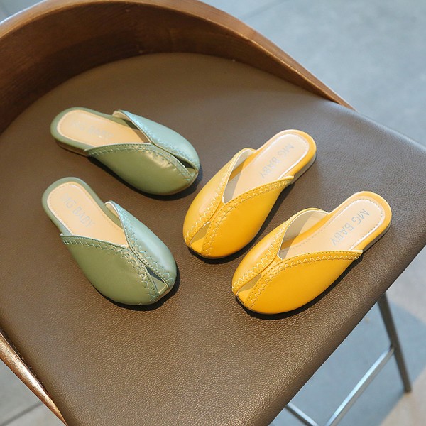 Girls' slippers 2021 summer fashion indoor soft bottom home parent child cute little princess little girl Baotou sandals