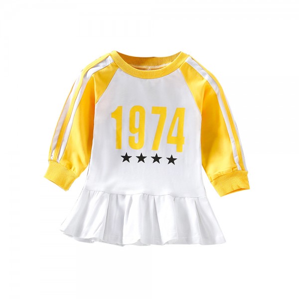 EW foreign trade children's clothing autumn 2020 new girls' Korean digital printing long sleeve dress T48