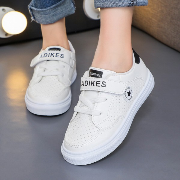 Zhenyi autumn 2020 neutral artificial Pu leisure children's sports shoes Velcro breathable small white shoes wholesale