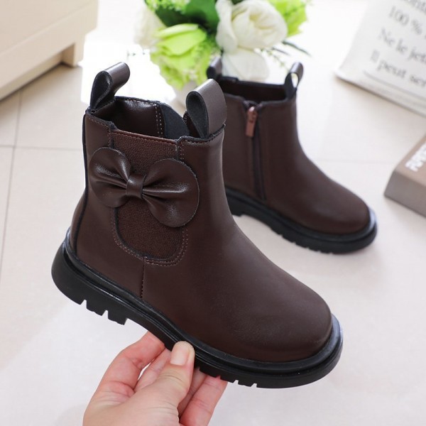 Spot Zhenyi 2020 winter women's leather casual shoes side zipper single boots anti slip children's leather boots factory wholesale