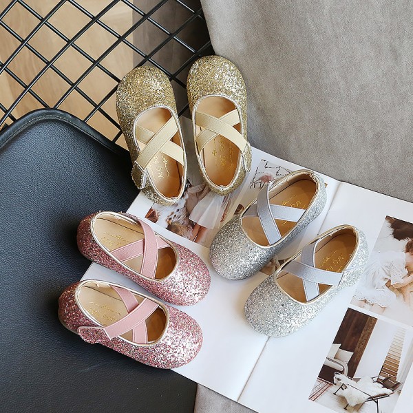 New Korean girls' Crystal Princess Shoes soft sole...
