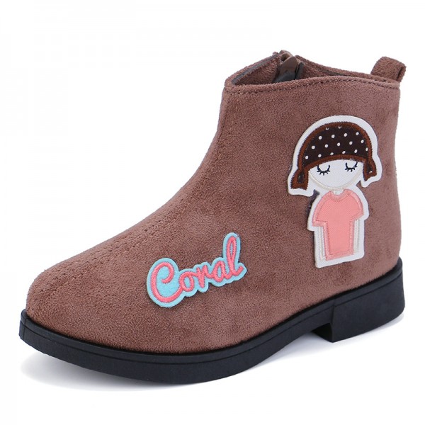 Winter 2019 Korean children's boots girl's short boots suede fashion one single boot for College Students