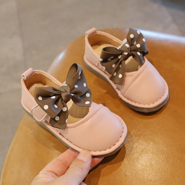 Spring 2020 new girls' Korean bow casual shoes children's soft sole princess shoes small leather shoes baby single shoes